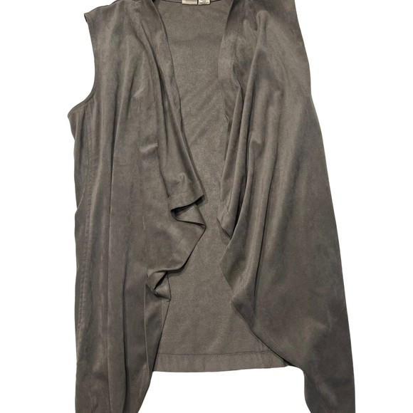 Artisan NY Vest Faux Suede Womens small Gray Open Front Draped Flyaway Soft - Picture 2 of 9